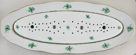 Chinese Bouquet Green (AV) 24' Fish Platter & Strainer