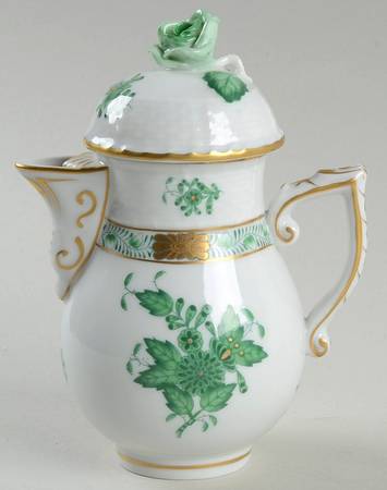 Chinese Bouquet Green (AV) Individual Coffee Pot & Lid
