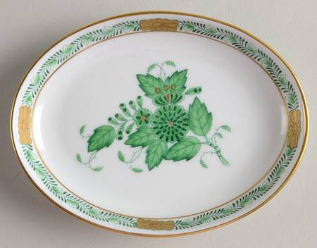 Chinese Bouquet Green (AV) 4" Oval Ashtray