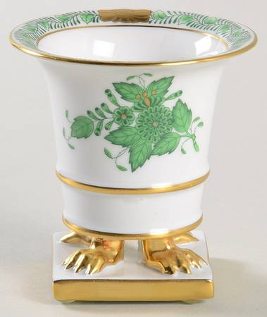 Chinese Bouquet Green (AV) Small Claw Footed Vase
