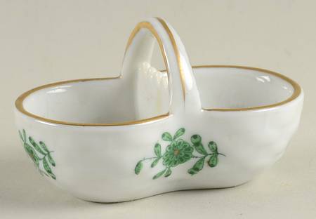 Chinese Bouquet Green (AV) Basket Shaped Individual Twin Salt Dip
