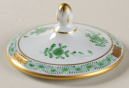 Chinese Bouquet Green (AV) Lid for Round Trinket Box