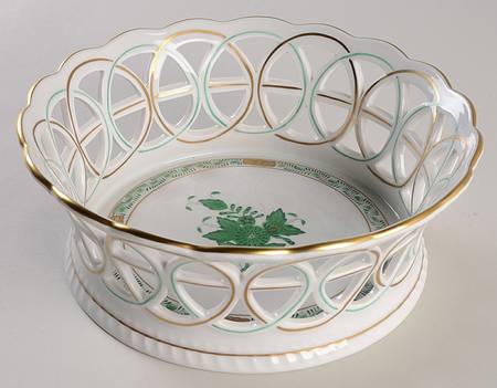 Chinese Bouquet Green (AV) 7" Round Open Weave Basket