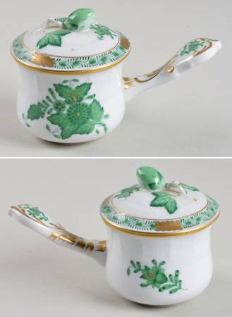Chinese Bouquet Green (AV) (2 Pc) Pot de Creme w/Stick Handle