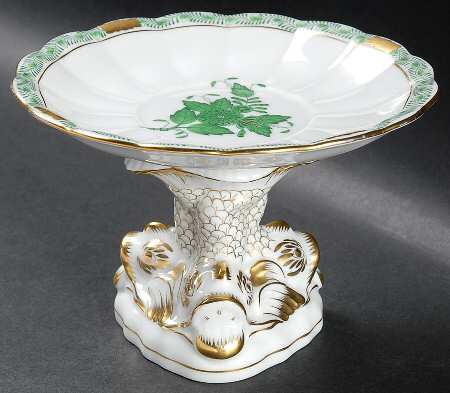 Chinese Bouquet Green (AV) Round Compote (Height X Width)