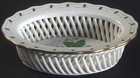 Chinese Bouquet Green (AV) 3" Oval Open Weave Basket