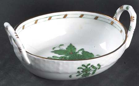 Chinese Bouquet Green (AV) 2" Small Oval Handled Basket