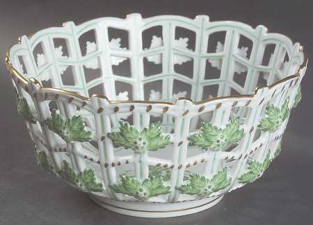 Chinese Bouquet Green (AV) 6" Round Open Weave Basket