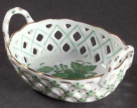 Chinese Bouquet Green (AV) Small-Handled Open Weave Basket
