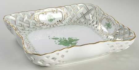 Chinese Bouquet Green (AV) 9" Square Open Weave Basket