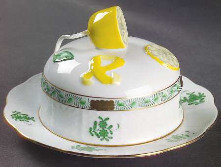 Chinese Bouquet Green (AV) Round Covered Butter
