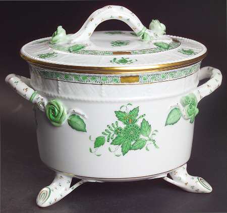 Chinese Bouquet Green (AV) Biscuit Box & Lid