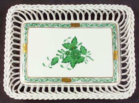 Chinese Bouquet Green (AV) 8" Rectangular Open Weave Basket