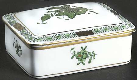 Chinese Bouquet Green (AV) Cigarette Box & Lid by Herend