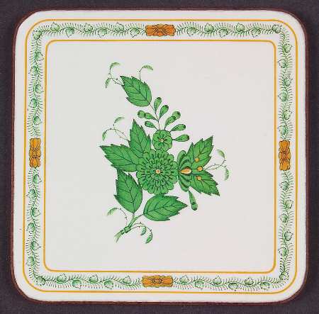 Chinese Bouquet Green (AV) Cork Back Square Coaster
