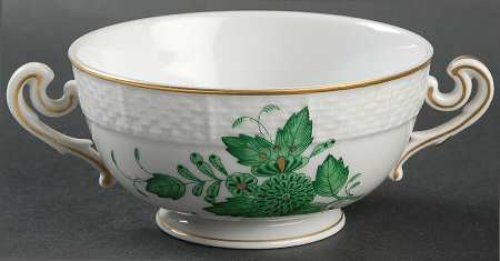 Chinese Bouquet Green (AV) Cream Soup Bowl No Lid