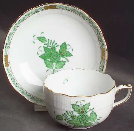 Chinese Bouquet Green (AV) Flat Cup & Saucer Set