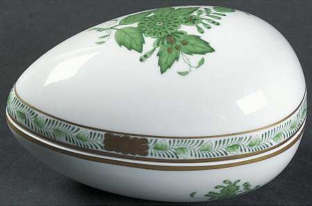 Chinese Bouquet Green (AV) 4" Egg Box & Lid
