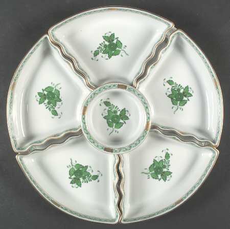 Chinese Bouquet Green (AV) 7-Piece Hors d'Oeuvres Set