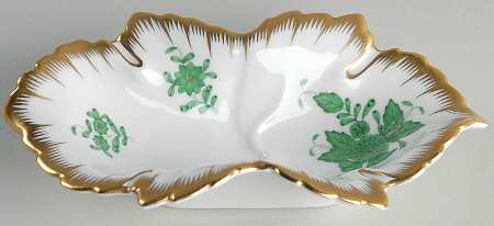 Chinese Bouquet Green (AV) 6" Leaf Dish by Herend