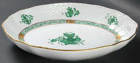 Chinese Bouquet Green (AV) 8" Oval Vegetable Bowl