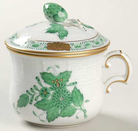 Chinese Bouquet Green (AV) Pot de Creme (2 Pc)-Lid & Base