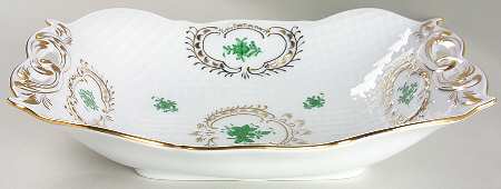 Chinese Bouquet Green (AV) 12" Handled Rectangular Bowl