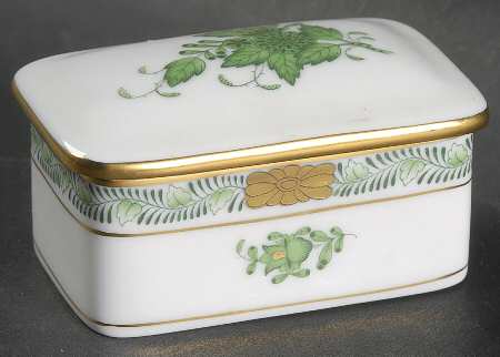 Chinese Bouquet Green (AV) 3" Rectangular Box & Lid
