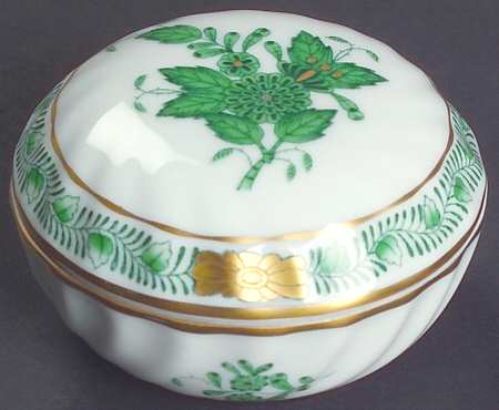 Chinese Bouquet Green (AV) Ring Box & Lid by Herend