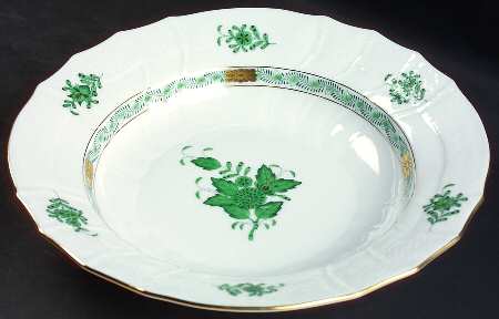 Chinese Bouquet Green (AV) Large Rim Soup Bowl