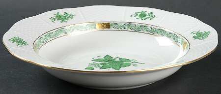 Chinese Bouquet Green (AV) Large Rim Soup Bowl