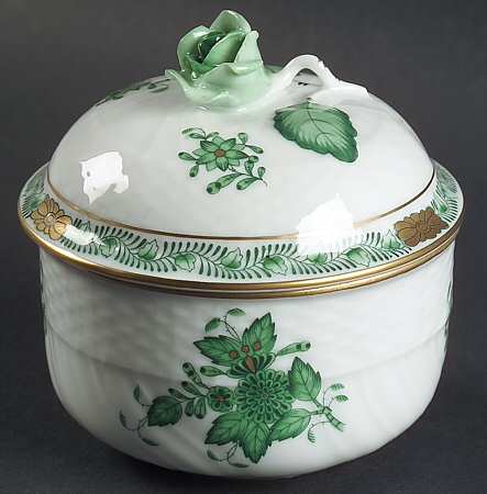Chinese Bouquet Green (AV) Sugar Bowl & Lid