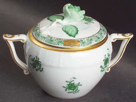 Chinese Bouquet Green (AV) Sugar Bowl & Lid