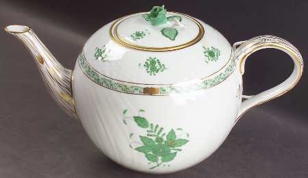 Chinese Bouquet Green (AV) Large Tea Pot & Lid