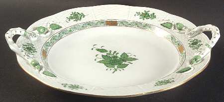 Chinese Bouquet Green (AV) 10" Round Handled Tray
