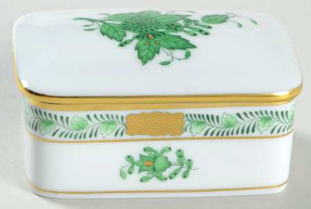 Chinese Bouquet Green (AV) Trinket Box & Lid