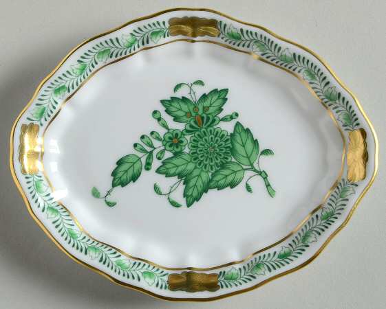 Chinese Bouquet Green (AV) Small Oval Tray