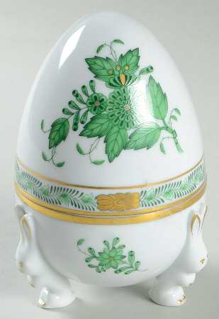 Chinese Bouquet Green (AV) Large Egg Box & Lid