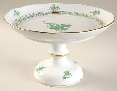 Chinese Bouquet Green (AV) Tall Comport by Herend
