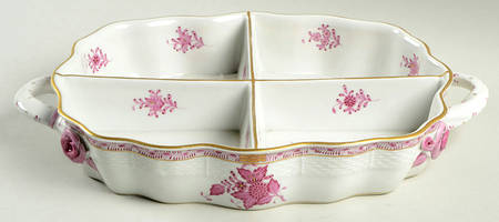 Chinese Bouquet Raspberry (AP) 4 Part Handled Hors d'Oeuvre Dish