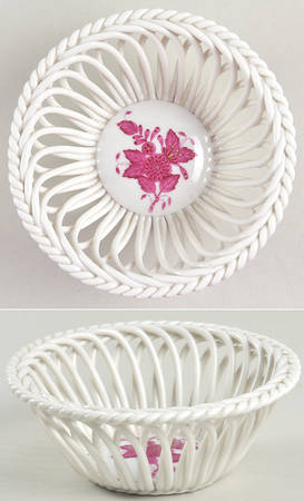 Chinese Bouquet Raspberry (AP) 4" Round Open Weave Basket