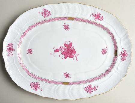 Chinese Bouquet Raspberry (AP) 15" Oval Serving Platter