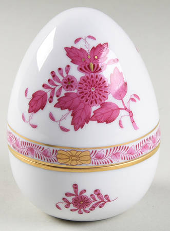 Chinese Bouquet Raspberry (AP) Standing Egg Shape Box & Lid