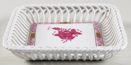 Chinese Bouquet Raspberry (AP) 6" Square Open Weave Basket