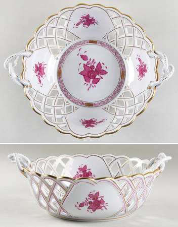 Chinese Bouquet Raspberry (AP) 10" Round Open Weave Basket