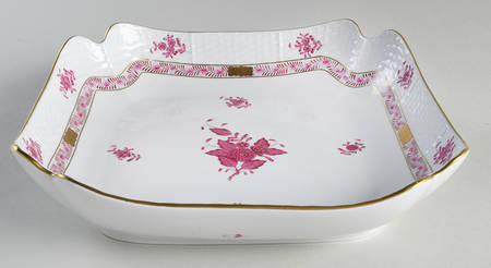 Chinese Bouquet Raspberry (AP) 10" Large Square Fruit Bowl
