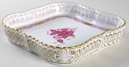 Chinese Bouquet Raspberry (AP) Square Openwork Gallery Tray