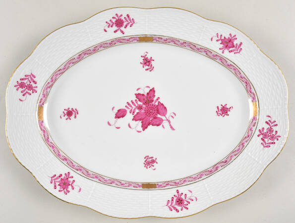 Chinese Bouquet Raspberry (AP) 13" Oval Serving Platter