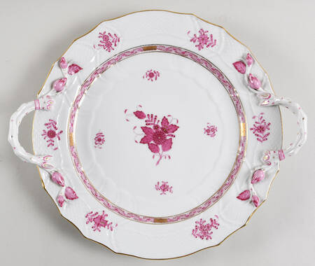 Chinese Bouquet Raspberry (AP) 14" Handled Chop Plate (Round Platter)