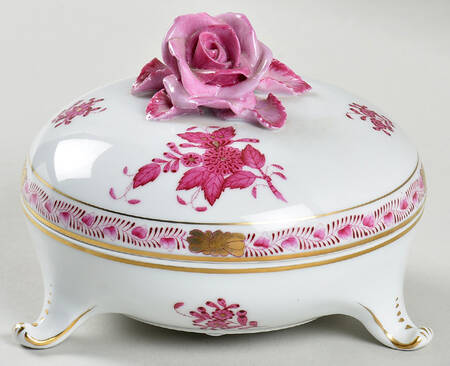 Chinese Bouquet Raspberry (AP) Footed Bon Bon & Lid